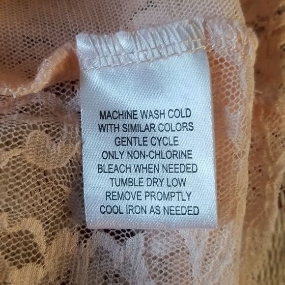 French Laundry Blush Pink Antique Style Lace Long Sleeve Blouse Size XL - Picture 6 of 6